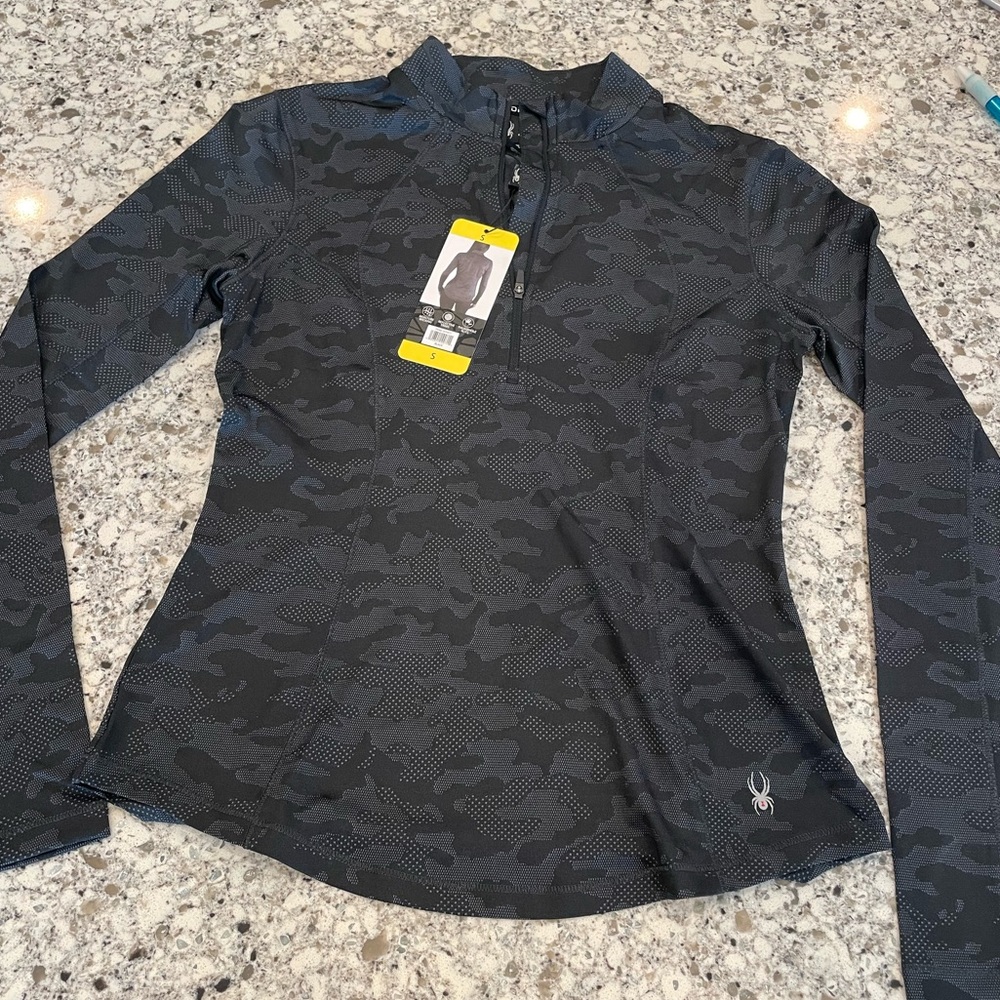 Spyder Active 1/4 Zip Athletic Shirt, Black, Size S - NWT